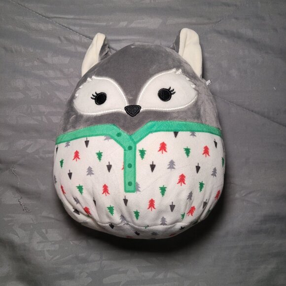 Squishmallows Floxie The Gray Fox Christmas Tree Pajamas Squad Rare Plush 8” Toy - Picture 1 of 8